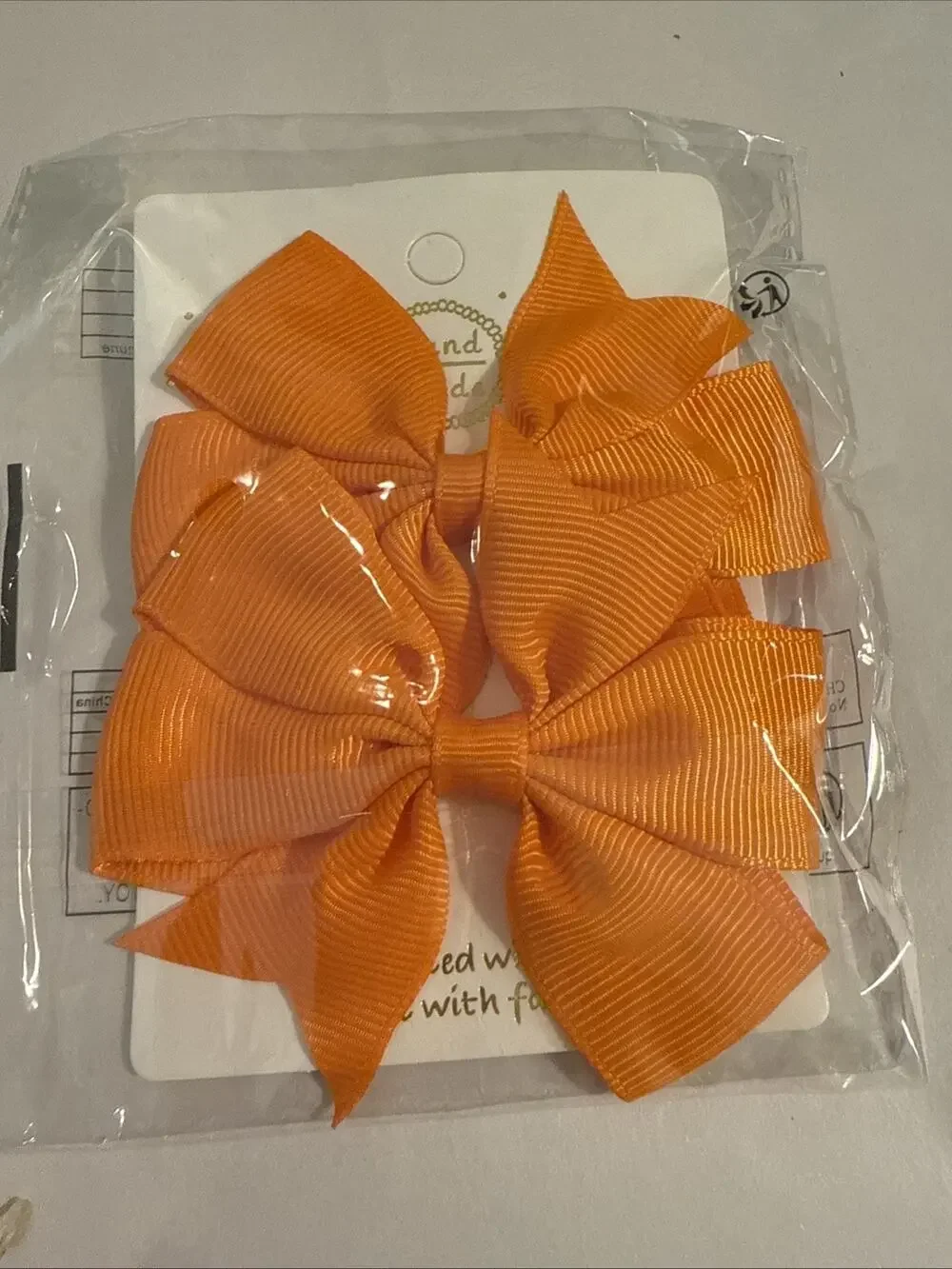 Set Of 2 Orange Hair Bow Clips